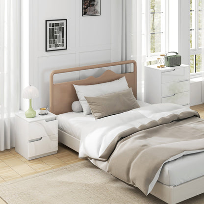 HOMCOM Chest of Drawers and Bedside Table, Modern, High Gloss