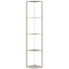 HOMCOM RGB LED Floor Lamp with Shelves, 4-Tier Dimmable Standing Lamp with Remote Control, Oak