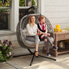 Outsunny Outdoor Double Hanging Chair with Cushion and Cup Holders, Sand Brown
