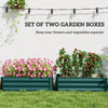 Outsunny Set of Two 100 x 60cm Steel Planter Boxes -Green