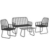 Outsunny 4 Piece Rattan Garden Furniture Set, Outdoor Patio Furniture with Loveseat, Armchairs and Coffee Table