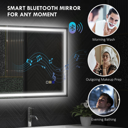 HOMCOM Anti-Fog LED Bathroom Mirror in Silver Tone