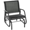 Outsunny Outdoor Garden Glider Chair, Metal Frame Single Armchair Swing Seater w/ Breath Mesh Fabric Seat, Curved Backrest, Armrests, for Living Room, Patio, Porch, Dark Grey