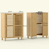 HOMCOM Under Sink Bathroom Cabinet, Freestanding Bamboo Under Sink Cabinet with Louvered Doors and Adjustable Shelf, Natural