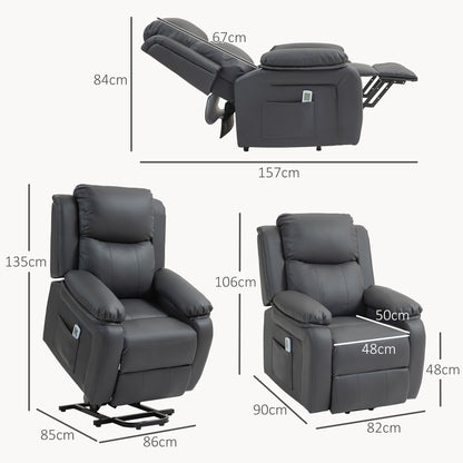 HOMCOM Riser and Recliner Chair with Vibration Massage in Dark Grey
