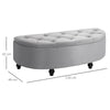 HOMCOM Semi-Circle Ottoman Storage Bench, Bed End Bench, Tufted Upholstered Window Seat Footrest Stool with Rubberwood Legs for Bedroom & Entryway, 120 x 46 x 42 cm, Light Grey