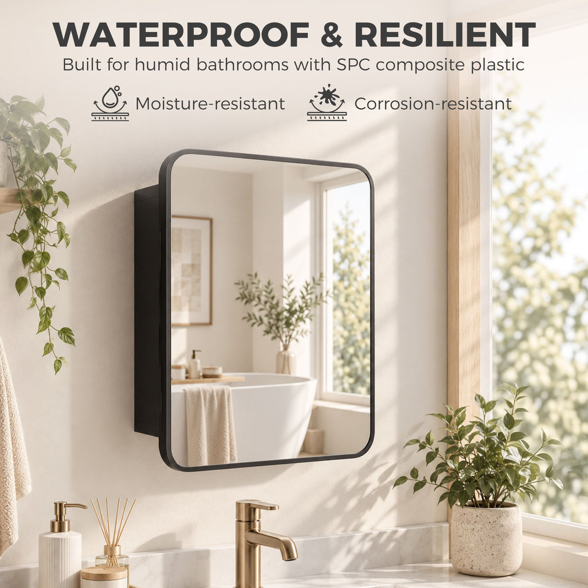 HOMCOM Bathroom Medicine Mirror Cabinet in Black