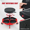 Garage Workshop Creeper Seat with Padded Seat and Tool Tray-Red