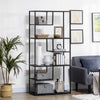 HOMCOM Industrial Accent Display Rack 7 Tier Bookcase, Display Rack for Living Room, Office, Bedroom, Black