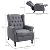 HOMCOM Recliner Armchair, Vintage Reclining Chair with Nail Head Trim, Wingback Chair with Button Tufted Back and Footrest, for Living Room, Grey