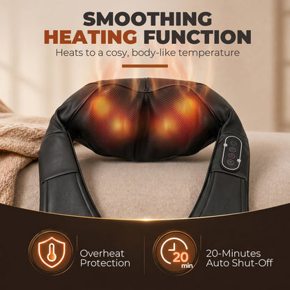 HOMCOM Cordless Neck Massager with Heat, Deep Tissue 4D Shiatsu Neck and Shoulder Massager for Car Home, Gifts for Men Women