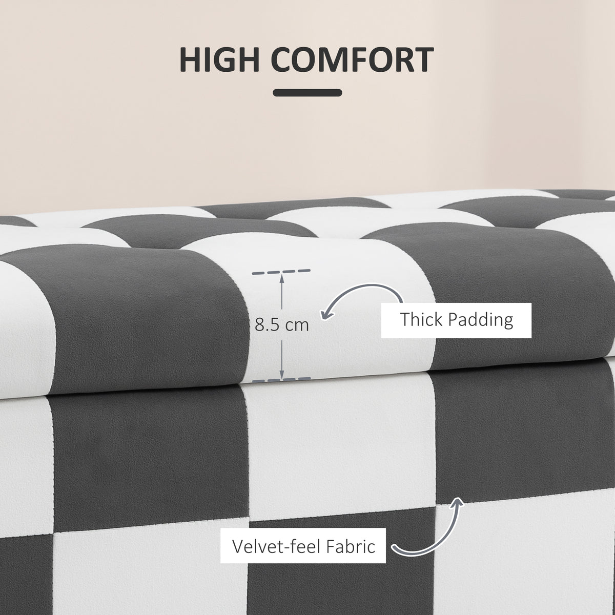 HOMCOM 118L Large Storage Ottoman Bench in Dark Grey