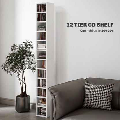 برج تخزين الوسائط الضيق الطويل HOMCOM 204 CD - أبيض