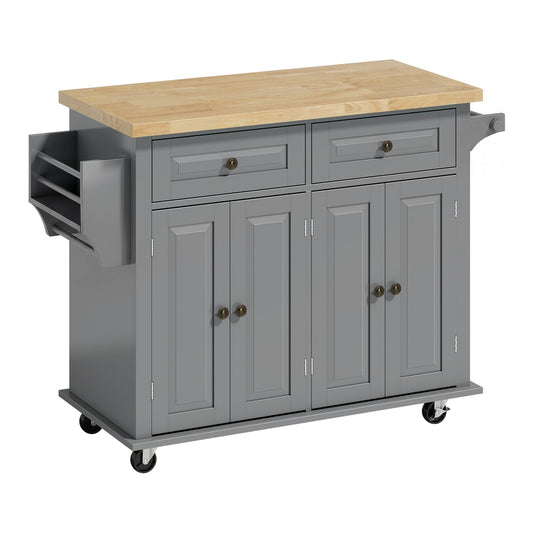 HOMCOM Kitchen Island on Wheels in Grey