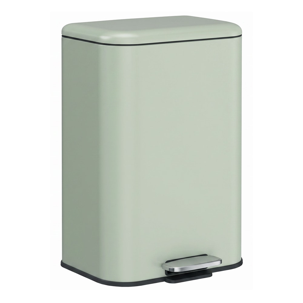 HOMCOM 20 L Kitchen Pedal Bin, Metal Rubbish Bin with Removable Inner Bucket, Soft-Close & Stay-Open Lid, Light Green