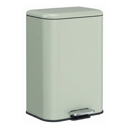 HOMCOM 20 L Kitchen Pedal Bin, Metal Rubbish Bin with Removable Inner Bucket, Soft-Close & Stay-Open Lid, Light Green