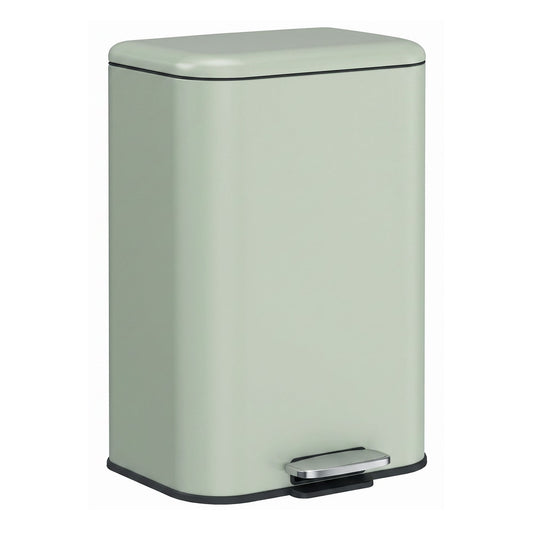 HOMCOM 20 L Kitchen Pedal Bin, Metal Rubbish Bin with Removable Inner Bucket, Soft-Close & Stay-Open Lid, Light Green