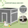 PawHut Wooden Duck House with Ramp, Double Doors, Openable Asphalt Roof, Ventilation Holes, Removable Base, Light Grey