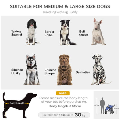 PawHut Foldable Pet Stroller, with Washable Cushion, Storage Bags, Safety Leash, for Medium, Large Dogs, Cats - Blue