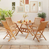Acacia Wood Folding Table 90CM Patio Dining Table with Slatted Tabletop