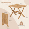 Acacia Wood Folding Table 90CM Patio Dining Table with Slatted Tabletop