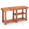 Acacia Wood Shoe Rack Bench 3-Tier Shoe Organizer Storage Shelf-L