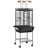 PawHut 156cm Bird Cage,Large Parrot Cage with Open Play Top, Perch, Seed Guard, Wheels, Storage Shelf, Dark Grey