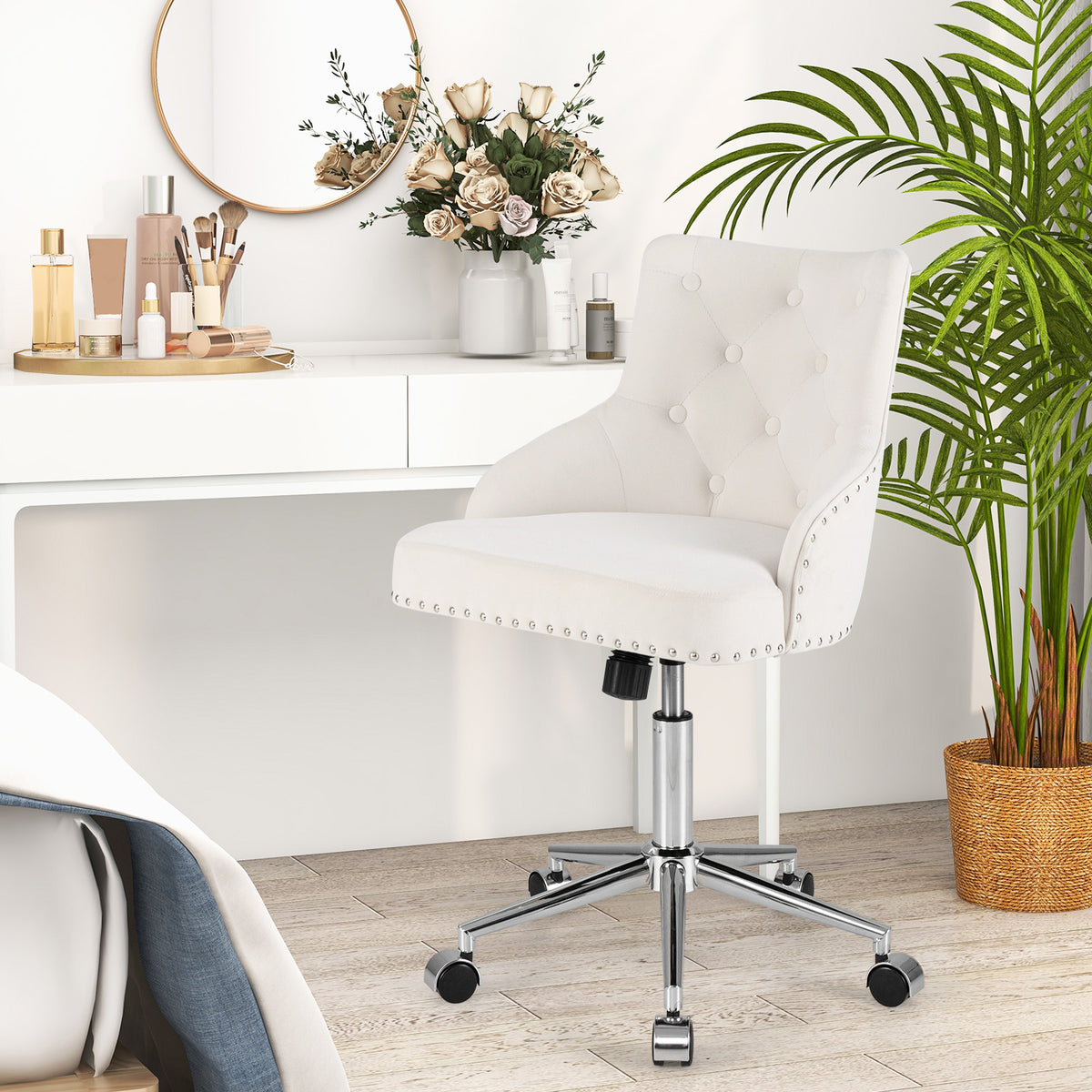 Adjustable 360° Swivel Accent Armchair-Beige
