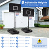 2.6-3.65 m Adjustable Portable Basketball Hoop with Shatterproof Backboard