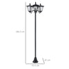 Outsunny 1.8m Traditional Victorian Style 3 Way Head Outdoor Garden Solar Post Lamp Sensor Dimmable LED Lantern Bollard Pathway IP44 √¢‚Ç¨‚Äú Black