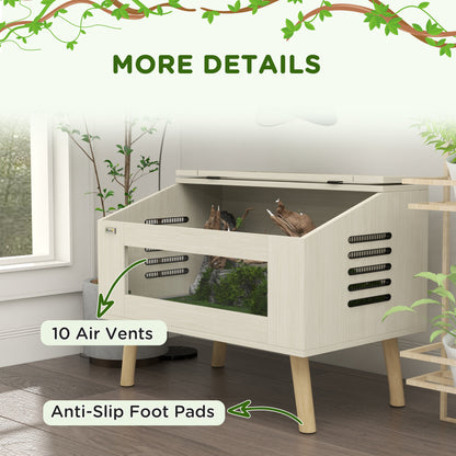 حوض PawHut 111L Vivarium للثعابين والسحالي والضفادع ذات القرون والحرباء والهامستر والجربوع مع نوافذ من الزجاج المقسّى