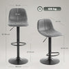 HOMCOM Bar Stools Set of 2, Modern Swivel Barstools with Footrest for Kitchen Island and Dining Room, Grey