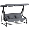 Outsunny Three-Person garden Swing Chair, with Adjustable Canopy - Light Brown