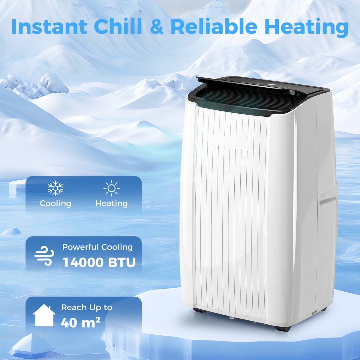 HOMCOM 14000 BTU 5-in-1 Portable Air Conditioner with Cool in White