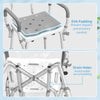 HOMCOM EVA Padded Shower Chair for the Elderly and Disabled, Height Adjustable Shower Stool with Back and Arms, 4 Suction Foot Pads, Light Grey