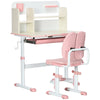 HOMCOM Kids Desk and Chair Set, with Storage Shelves, Washable Cover, for Ages 3-12 Years - Pink