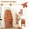 Foldable Patio Chair All-Weather HDPE Outdoor Dining Chair with Armrest-Brown
