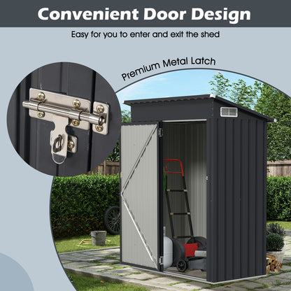 All-Weather Storage Shed with Top Sloping Design-Dark Grey