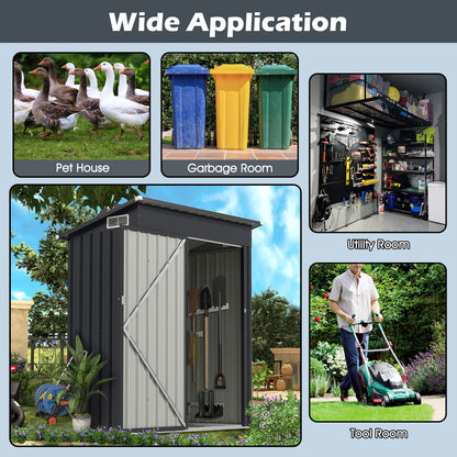All-Weather Storage Shed with Top Sloping Design-Dark Grey