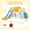 All in 1 Toddler Slide Playset Freestanding Kids Slide with Tunnel-Yellow