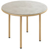 Outsunny Round Coffee Table, Modern End Side Table with Faux Marble Tempered Glass Top, Steel Frame for Living Room, Bedroom, Office, Beige