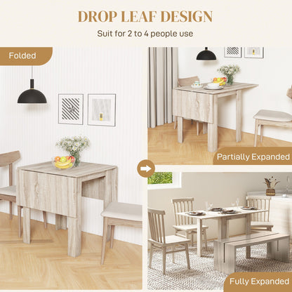 HOMCOM Four-Seater Drop Leaf Dining Table - Wood Effect