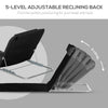 Outsunny Set of 2 Foldable Garden Beach Chair Mat Lightweight Outdoor Sun Lounger Seats Adjustable Back Metal Frame PE Fabric Head Pillow w/ Carry Bag, Black