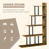 HOMCOM 5-Tier Bookcase, Wooden Ladder Bookshelf Display Stand, Rustic Brown