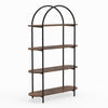 Arched Bookshelf 4-Tier Industrial Open Bookcase with Sturdy Metal Frame-Brown