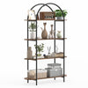 Arched Bookshelf 4-Tier Industrial Open Bookcase with Sturdy Metal Frame-Brown