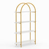 Arched Bookshelf 4-Tier Industrial Open Bookcase with Sturdy Metal Frame-White and Golden