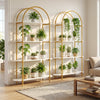 Arched Bookshelf 4-Tier Industrial Open Bookcase with Sturdy Metal Frame-White and Golden