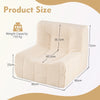 Armless Upholstered Lazy Floor Sofa with Soft Teddy Fleece Cover-Beige
