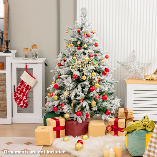 Pre-Lit Snow Flocked Christmas Tree with Warm-White LED Lights